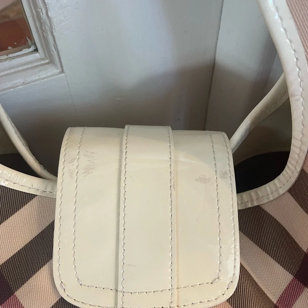 Burberry Cream and Tan Plaid Hobo Bag